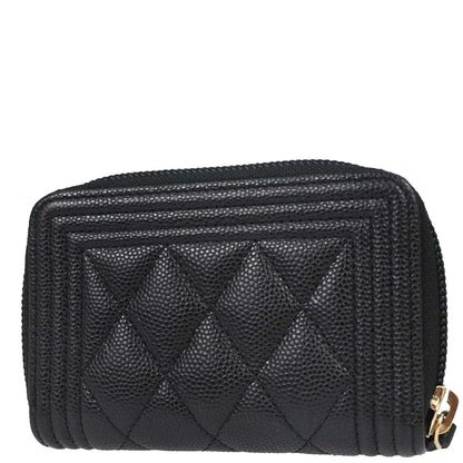 Boy Chanel Black Caviar Skin Coin Purse Wallet