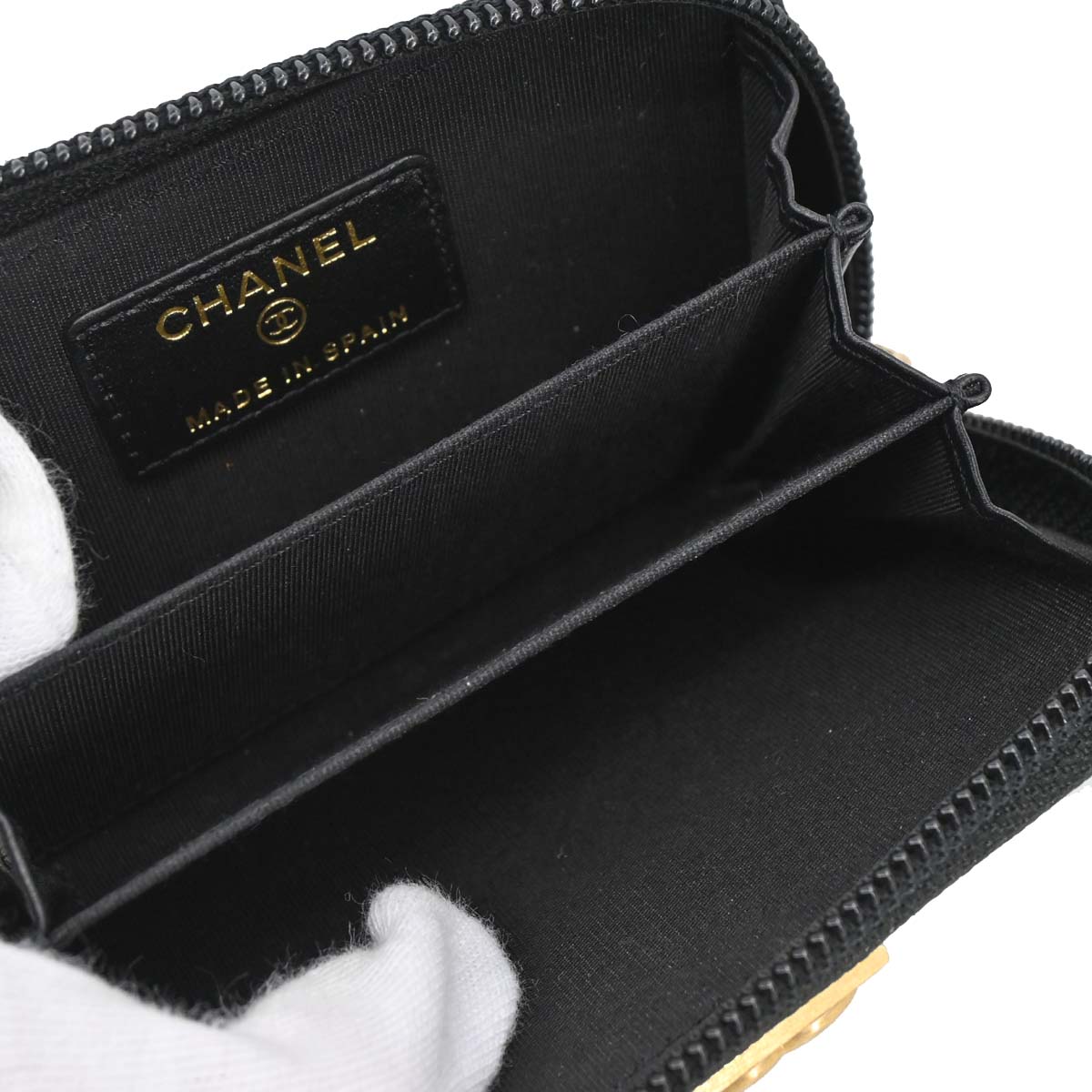 Boy Chanel Black Caviar Skin Coin Purse Wallet