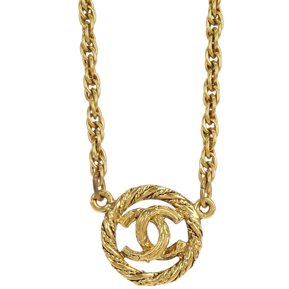 Chanel Medallion Chain Pendant Necklace Gold