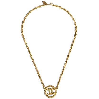 Chanel Medallion Chain Pendant Necklace Gold
