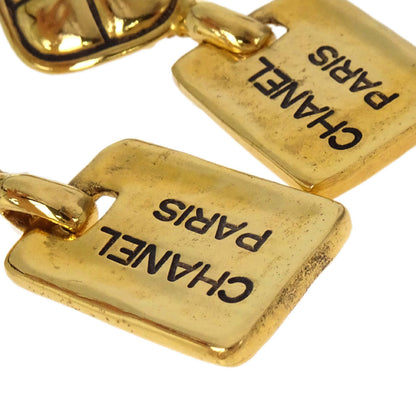 Chanel Gold Rhombus Plate Dangle Clip-On Earrings 2448