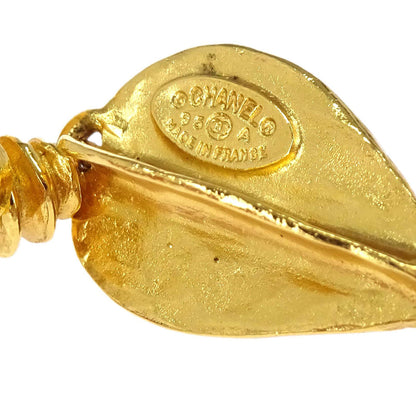 Chanel Gold Oval Drop Dangle Clip-On Earrings 95A