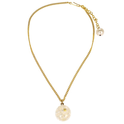 Chanel Costume Pearl Gold Ivory Ball Necklace Pendant 00S