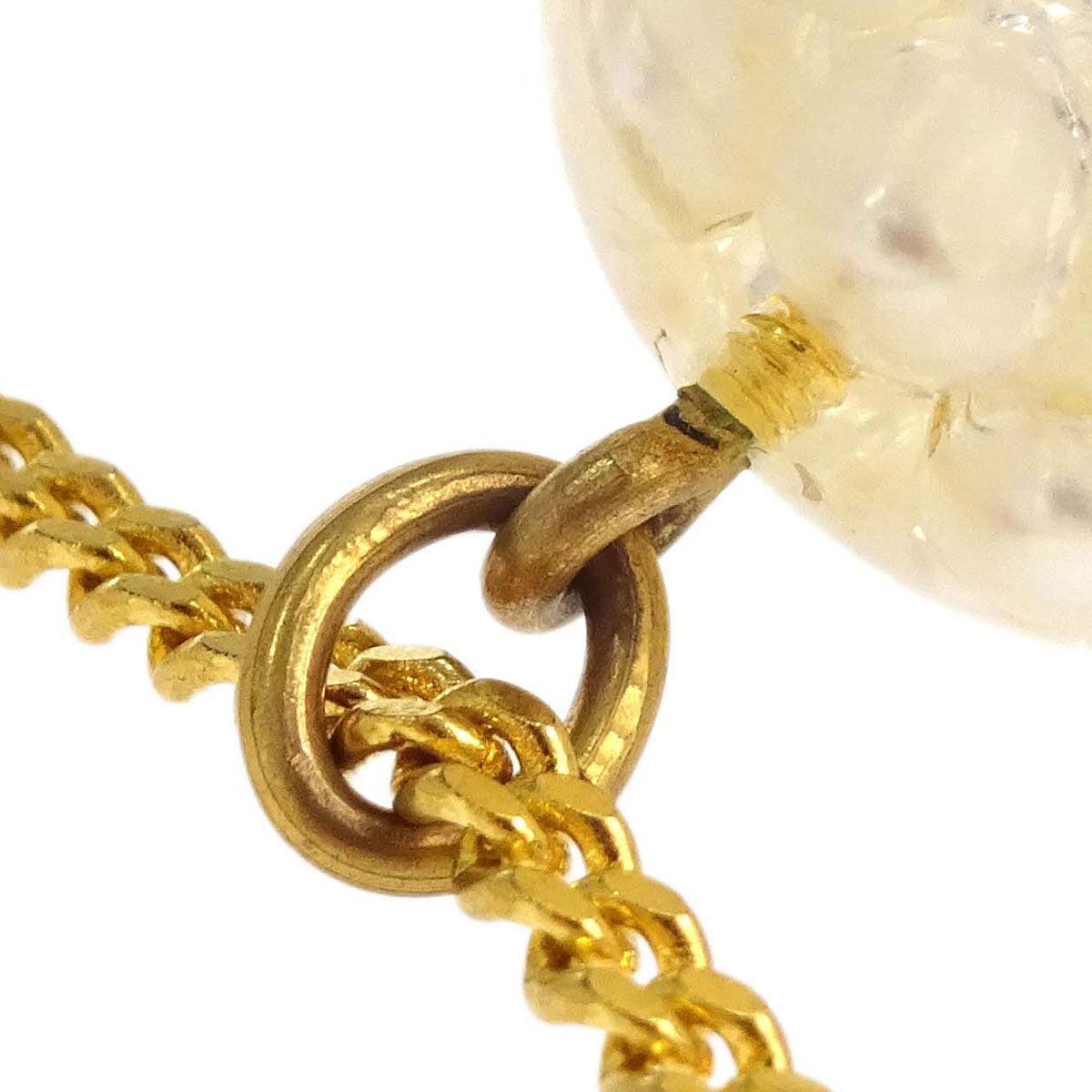 Chanel Costume Pearl Gold Ivory Ball Necklace Pendant 00S