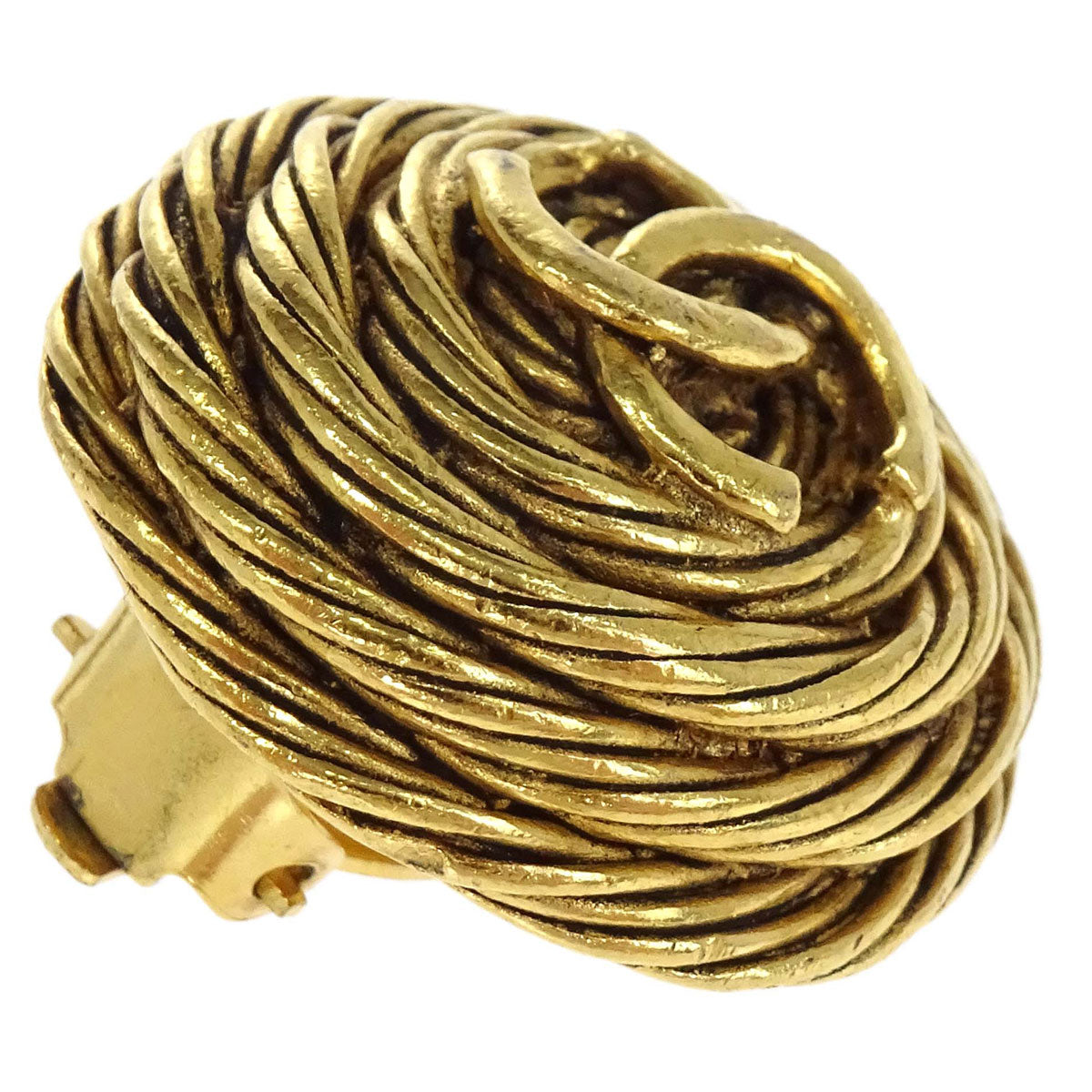 Chanel Button Clip-On Earrings Gold 94A