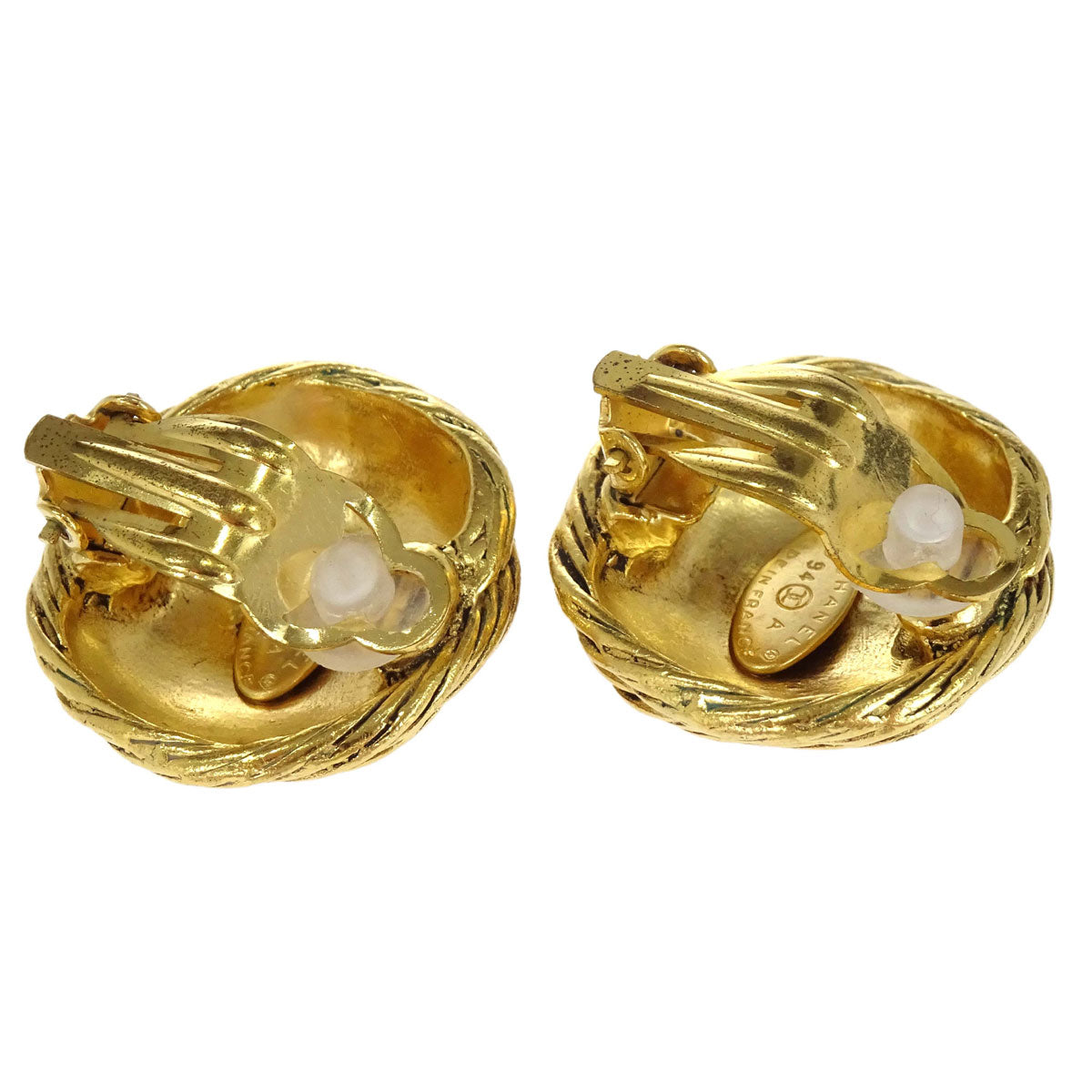 Chanel Button Clip-On Earrings Gold 94A