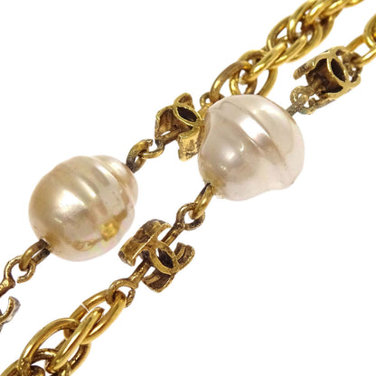 Chanel Gold Chain Costume Pearl Long Necklace 1983
