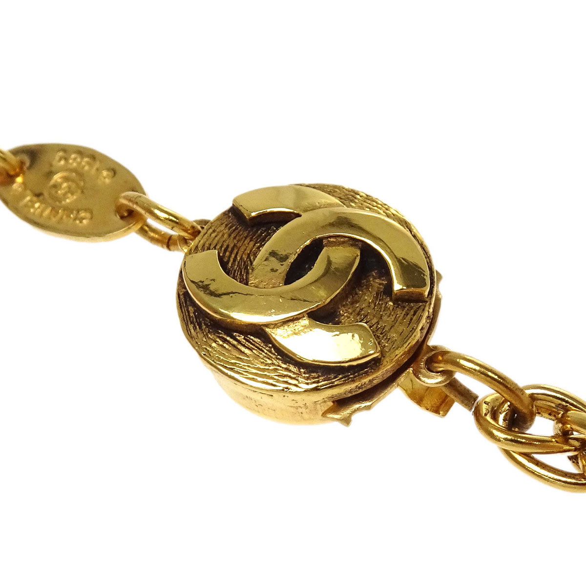 Chanel Gold Chain Costume Pearl Long Necklace 1983