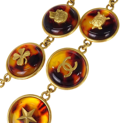 Chanel Medallion Icon Charm Faux Tortoiseshell Chain Belt Gold 97P