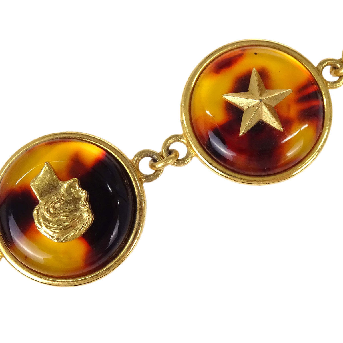 Chanel Medallion Icon Charm Faux Tortoiseshell Chain Belt Gold 97P