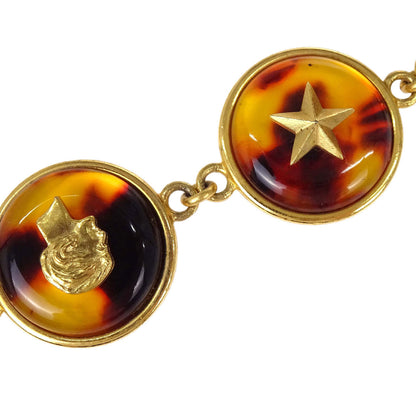Chanel Medallion Icon Charm Faux Tortoiseshell Chain Belt Gold 97P