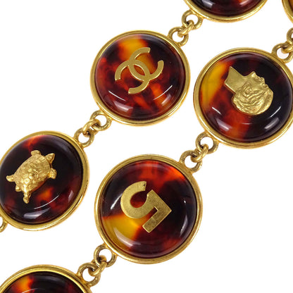 Chanel Medallion Icon Charm Faux Tortoiseshell Chain Belt Gold 97P