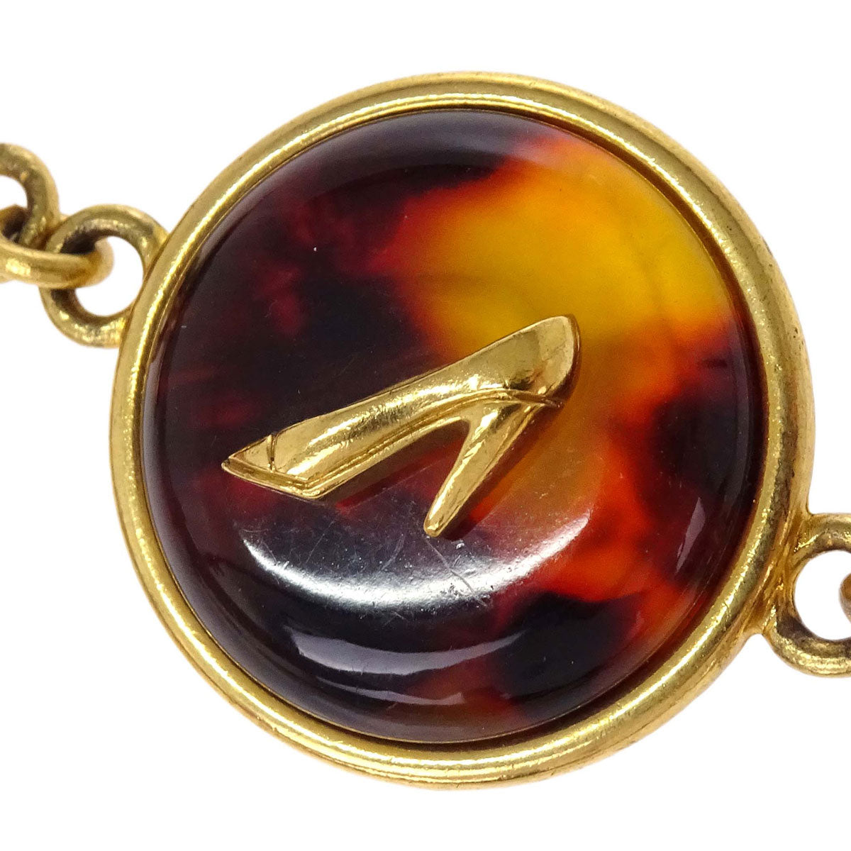 Chanel Medallion Icon Charm Faux Tortoiseshell Chain Belt Gold 97P