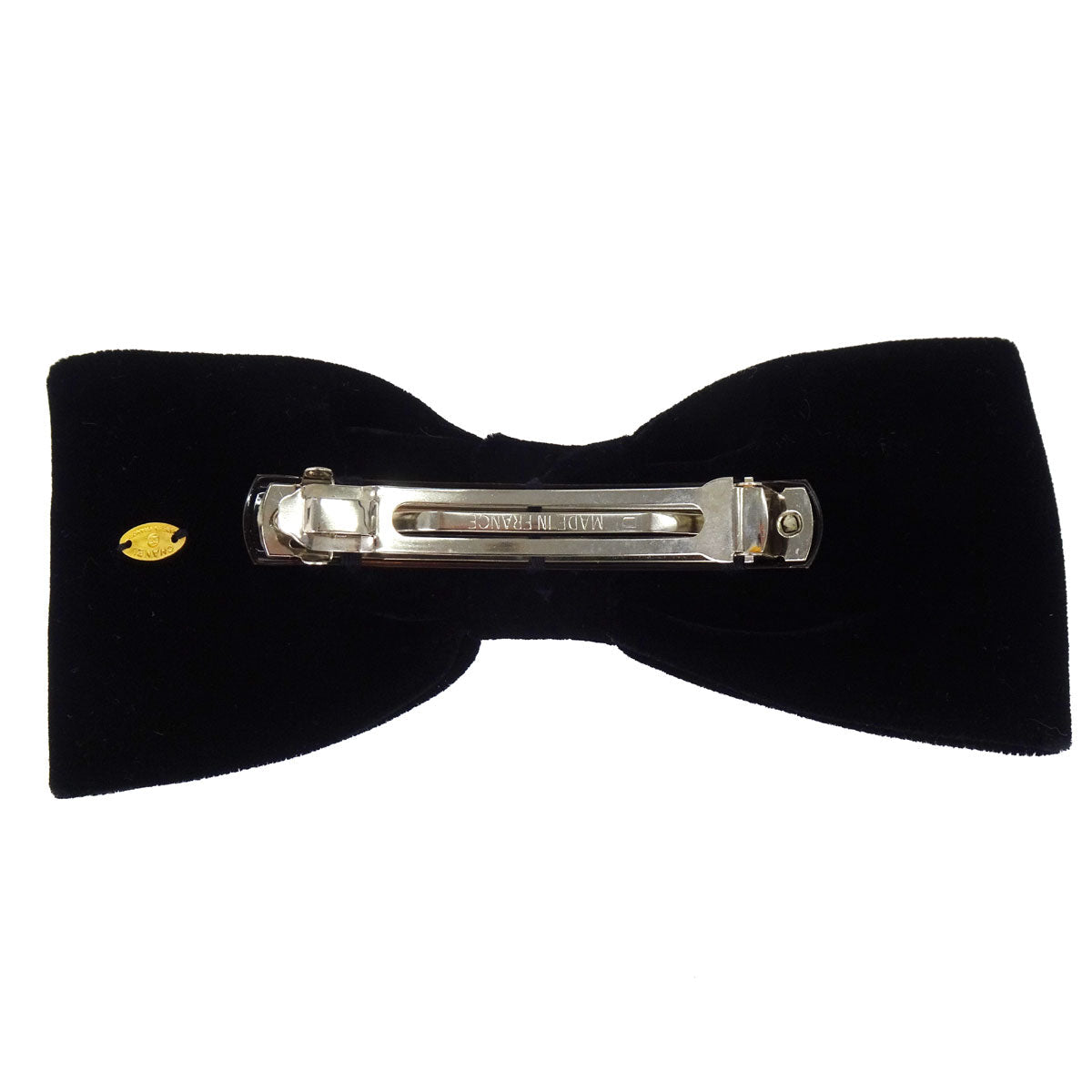 Chanel CC Bow Hair Barrette Black Velvet Rhinestone Hair Accessories 31