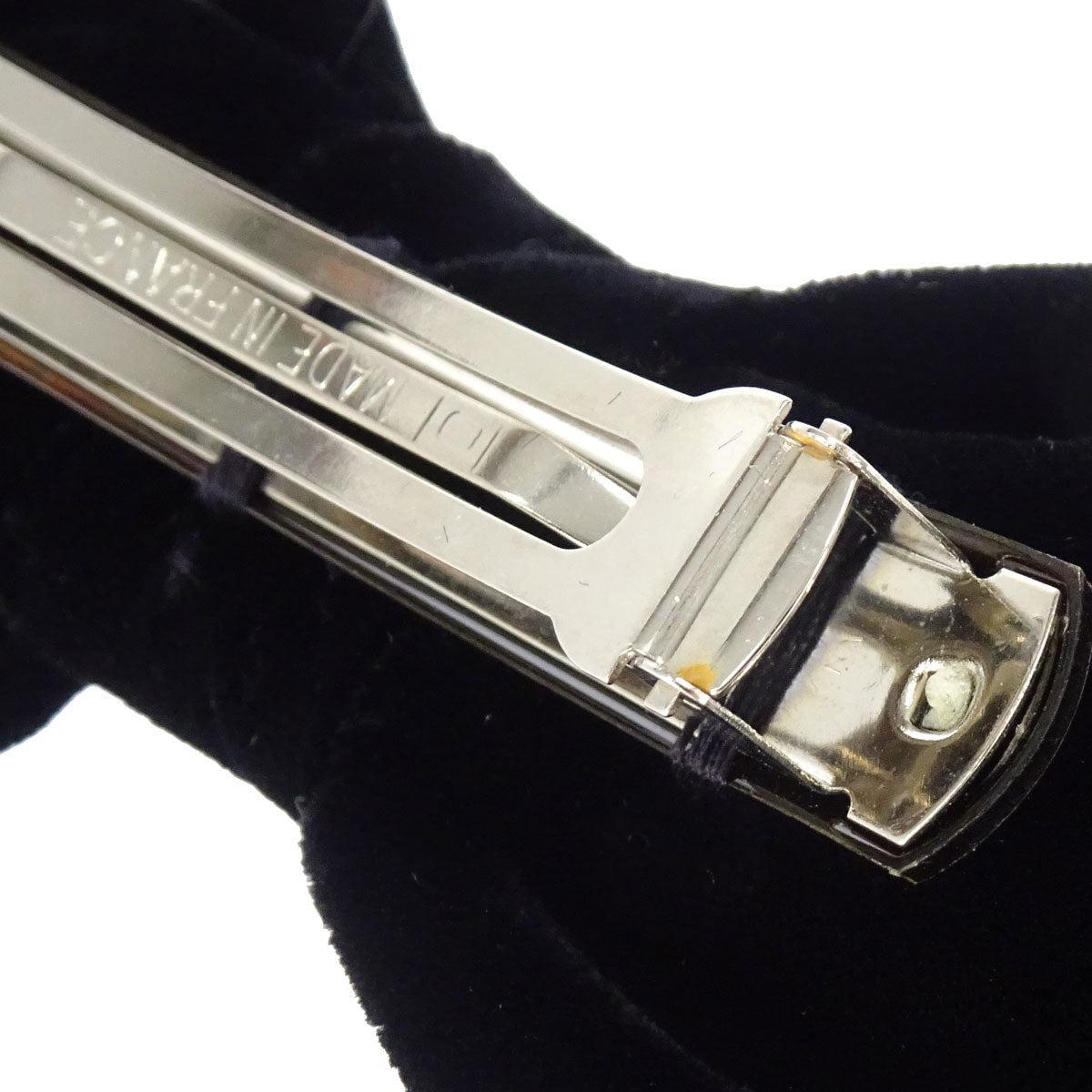 Chanel CC Bow Hair Barrette Black Velvet Rhinestone Hair Accessories 31