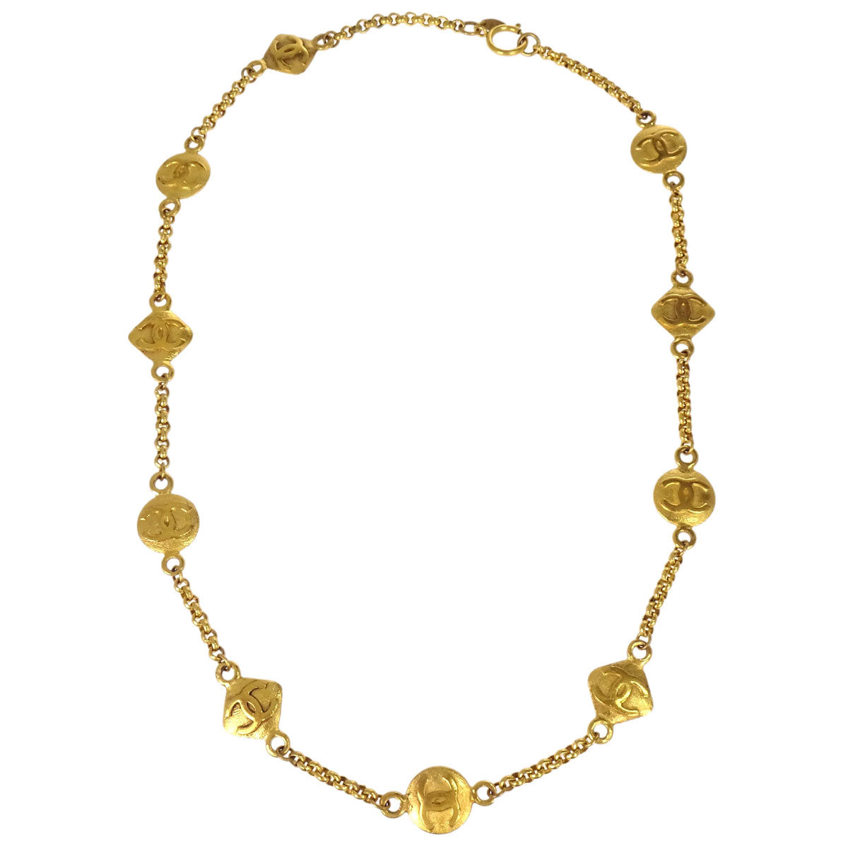 Chanel Gold Chain Rhombus Medallion Necklace 29