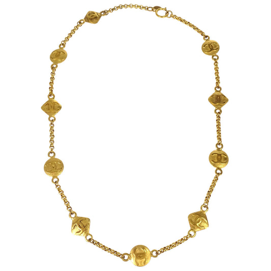 Chanel Gold Chain Rhombus Medallion Necklace 29