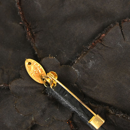 Chanel Dark Brown Wool Camellia Brooch Pin