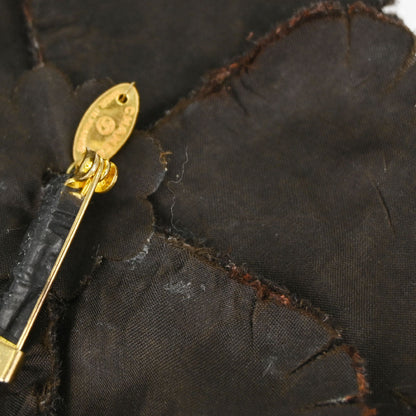Chanel Dark Brown Wool Camellia Brooch Pin