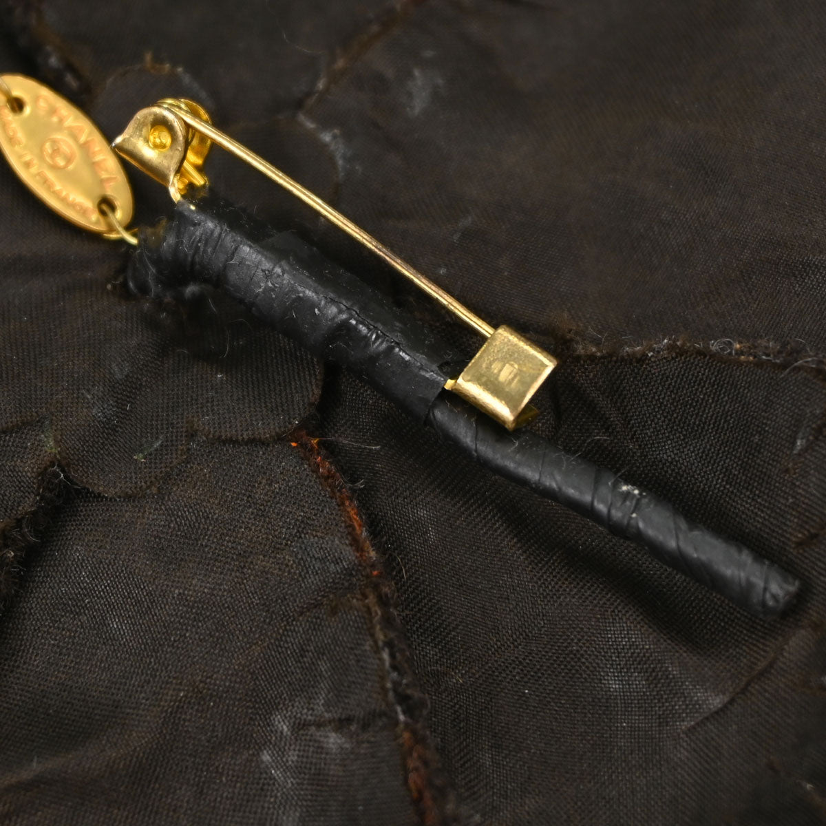 Chanel Dark Brown Wool Camellia Brooch Pin