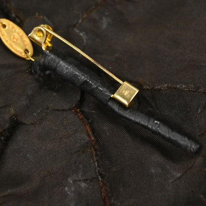 Chanel Dark Brown Wool Camellia Brooch Pin