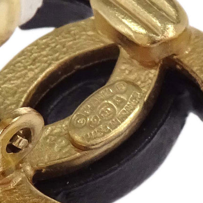 Chanel CC Clip-On Earrings Gold Black Rhinestone 02A