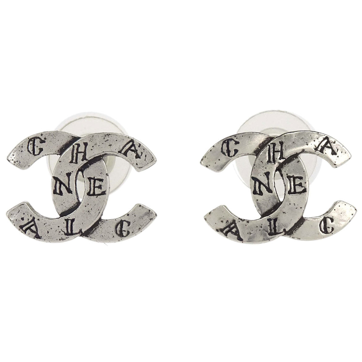 Chanel CC Pierced Earrings Silver 99A