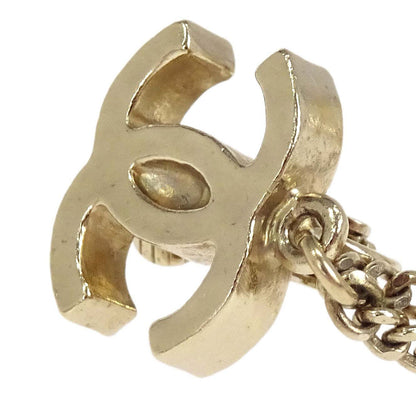 Chanel Gold CC Rhinestone Costume Pearl Dangle Clip-On Earrings 08P