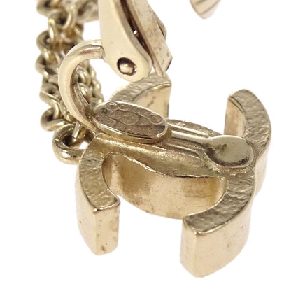 Chanel Gold CC Rhinestone Costume Pearl Dangle Clip-On Earrings 08P
