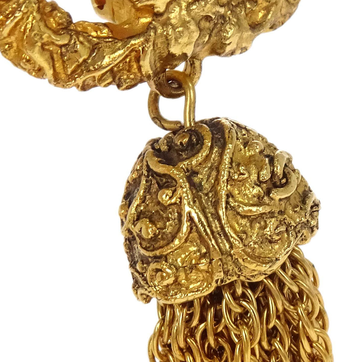 Chanel Gold CC Fringe Dangle Clip-On Earrings 93A