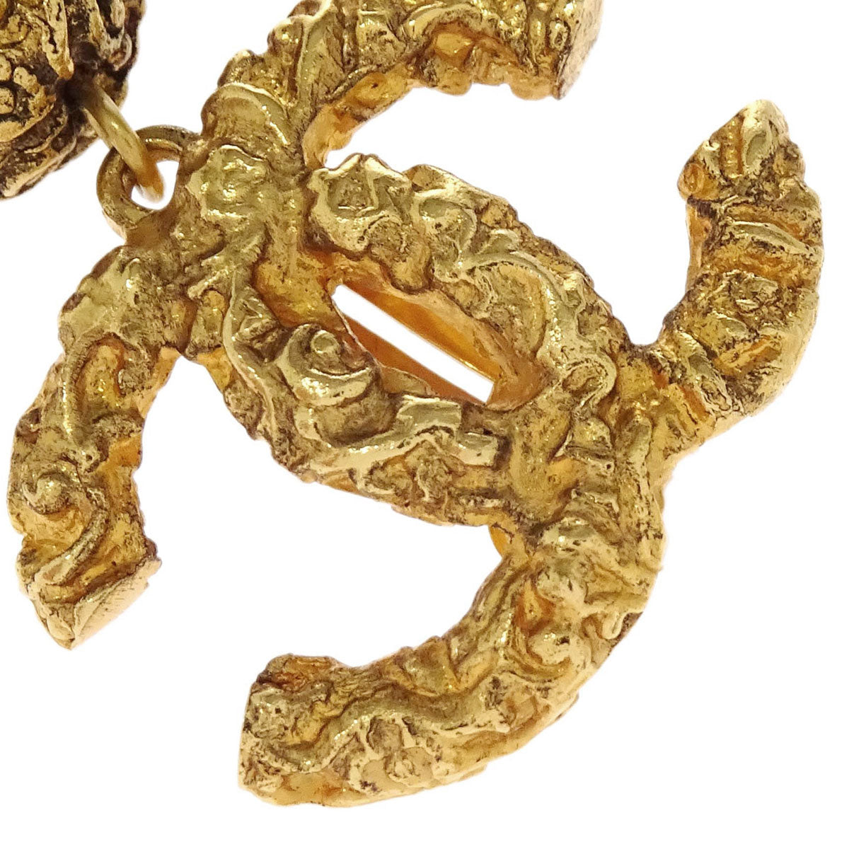 Chanel Gold CC Fringe Dangle Clip-On Earrings 93A
