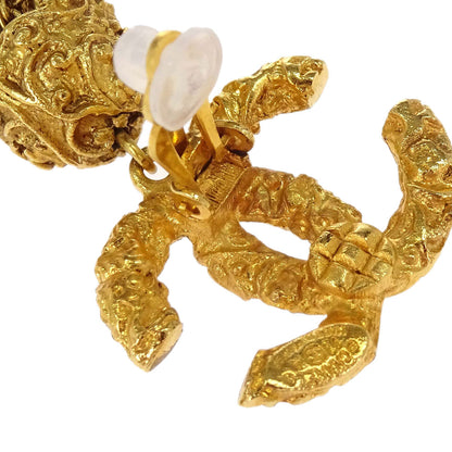 Chanel Gold CC Fringe Dangle Clip-On Earrings 93A