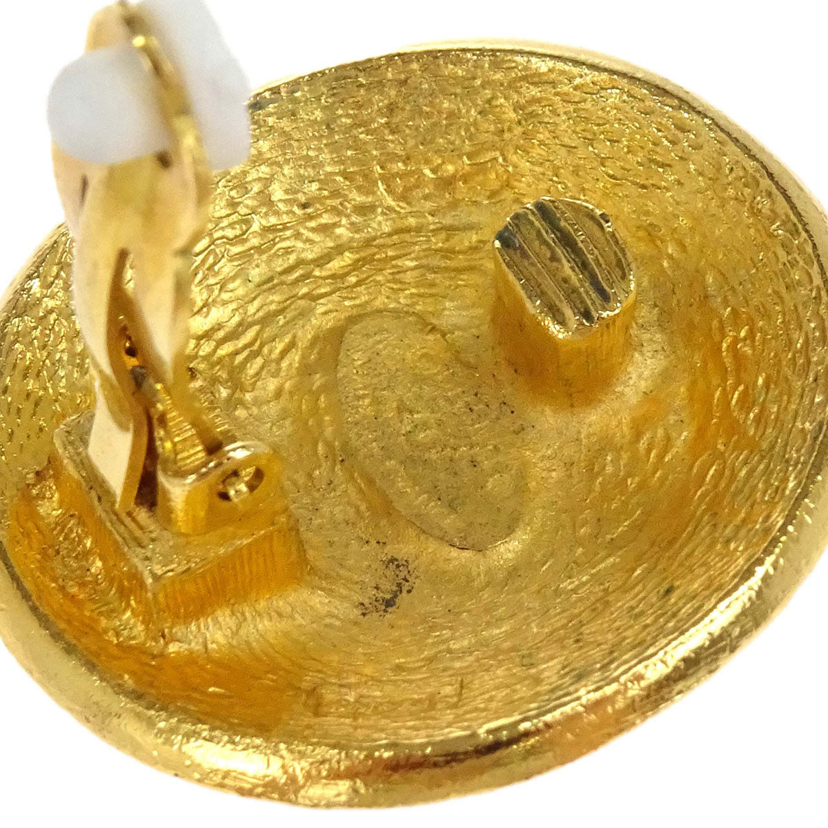 Chanel Button Clip-On Earrings Gold 2386