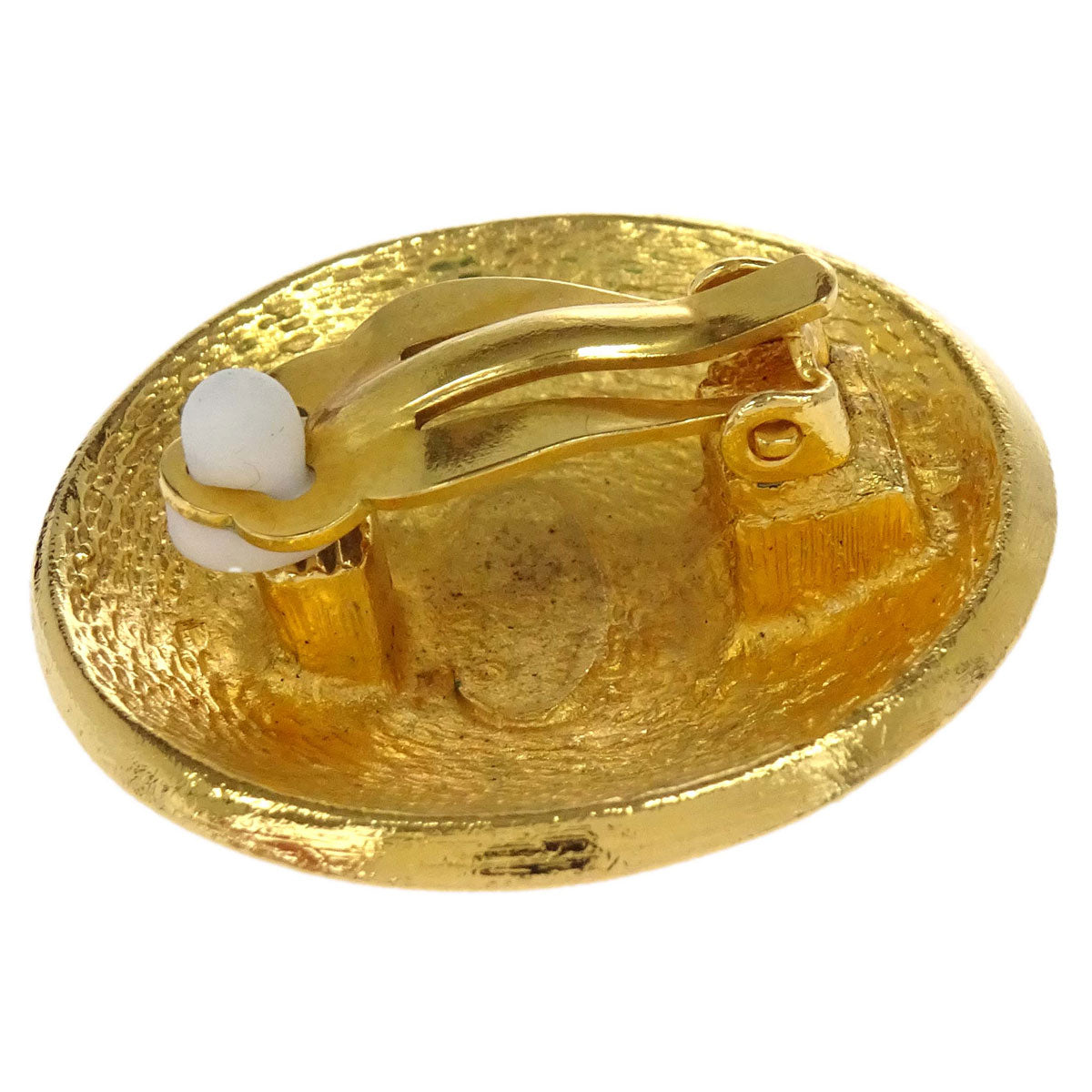 Chanel Button Clip-On Earrings Gold 2386