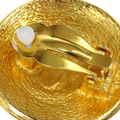 Chanel Button Clip-On Earrings Gold 2386