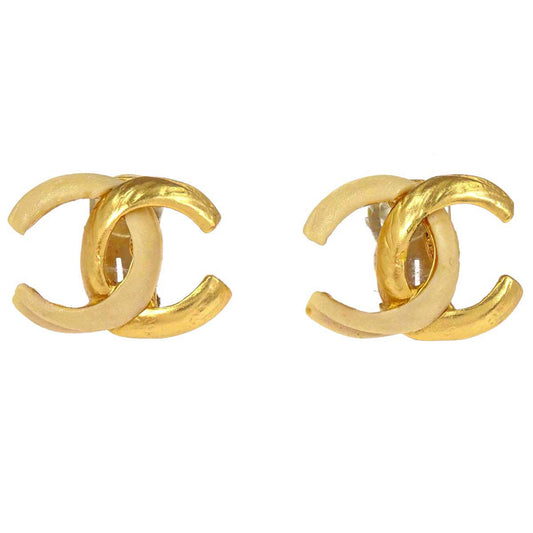 Chanel CC Clip-On Earrings Gold Beige 00T