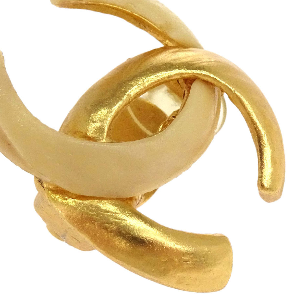 Chanel CC Clip-On Earrings Gold Beige 00T