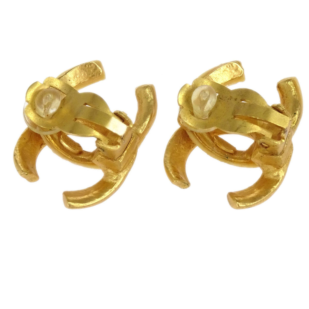 Chanel CC Clip-On Earrings Gold Beige 00T