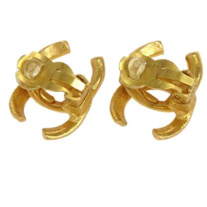 Chanel CC Clip-On Earrings Gold Beige 00T