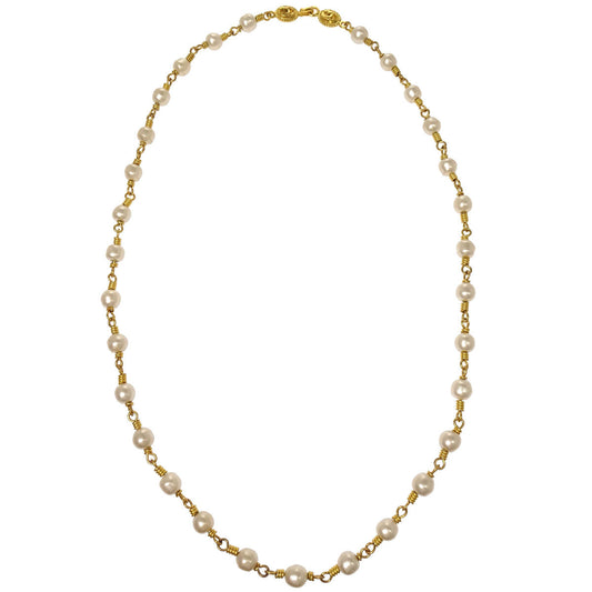 Chanel Gold Chain Costume Pearl Long Necklace 96A