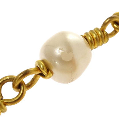 Chanel Gold Chain Costume Pearl Long Necklace 96A