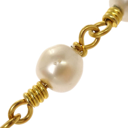 Chanel Gold Chain Costume Pearl Long Necklace 96A