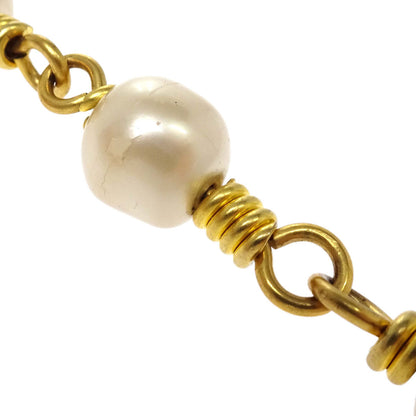 Chanel Gold Chain Costume Pearl Long Necklace 96A