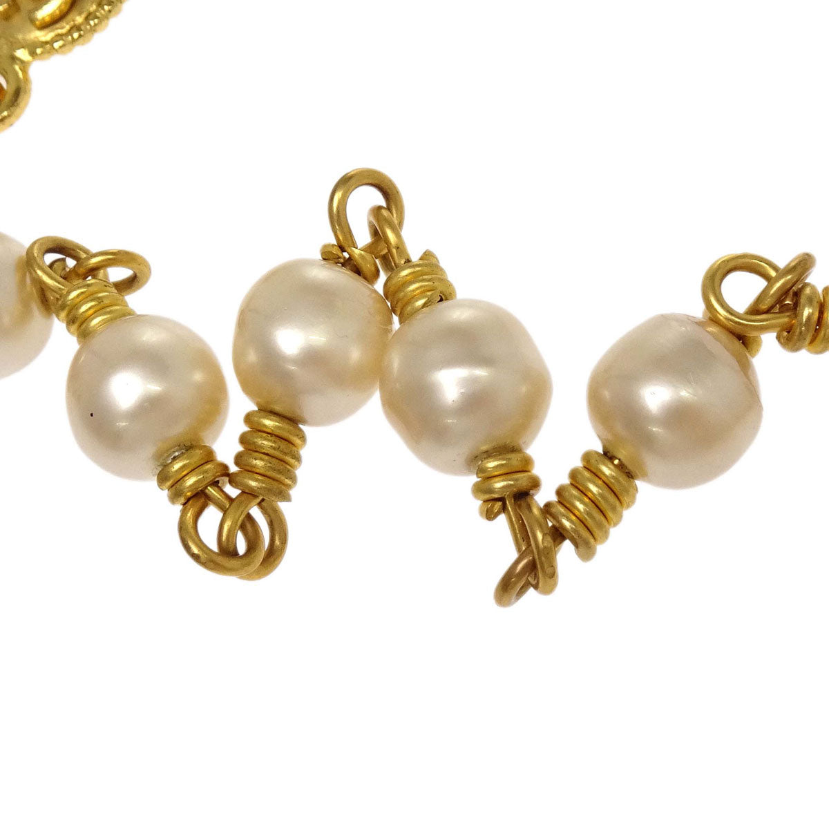 Chanel Gold Chain Costume Pearl Long Necklace 96A