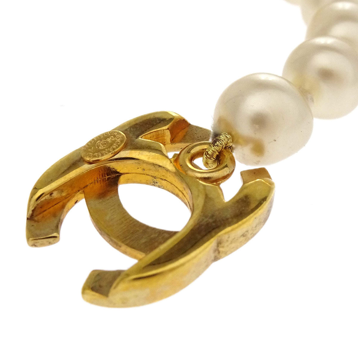Chanel CC Turnlock Gold Costume Pearl Chain Necklace 96A