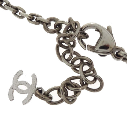 Chanel CC Chain Necklace Pendant Silver Clear 05P