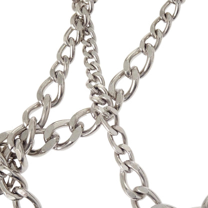 Chanel Logo Dangle Chain Brooch Pin Silver 06P
