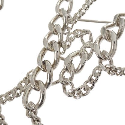 Chanel Logo Dangle Chain Brooch Pin Silver 06P