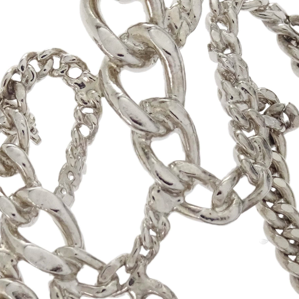 Chanel Logo Dangle Chain Brooch Pin Silver 06P