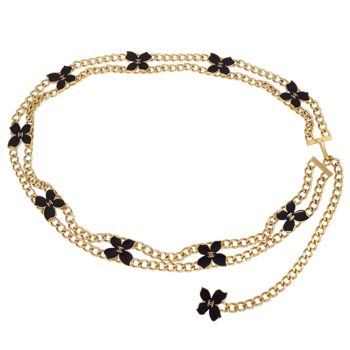 Chanel Necklace Flower Gold Black 02S